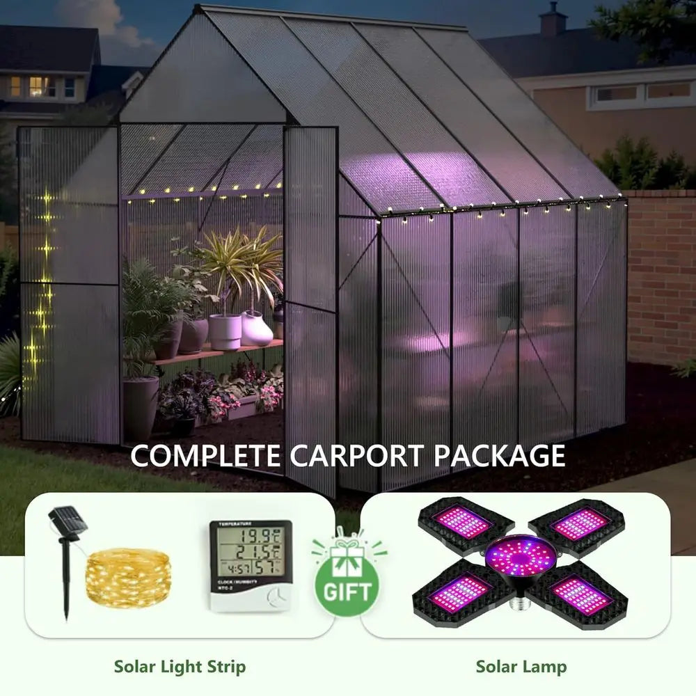 Heavy-Duty Polyethylene Walk-In Greenhouse with Roof Vent - 8x8