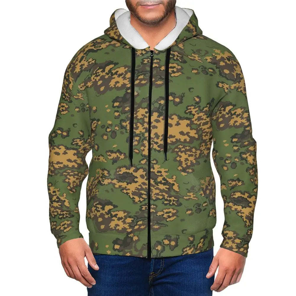 Splintertarn German WW2 Camouflage Army Military Camo  Zipper Hoodies Pullover Autumn Winter Sweatshirt Long Sleeve Tops