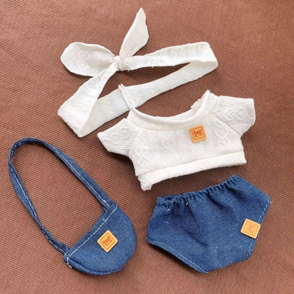 Head Cover 20cm Cotton Doll Dress Shoulder Strap Skirt Hoodies Cotton Doll Clothes DIY Dress Up Sweet Plush Toy Clothes