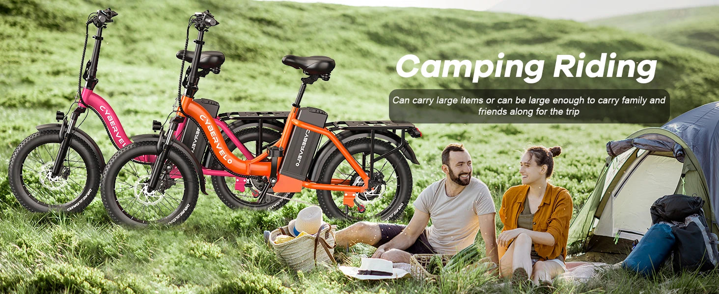 1000W Peak Electric Bike for Adults Cybervelo EK4 EK5 Foldable 28+MPH 80Miles Removable Battery Fat Tire Off-road E-bike