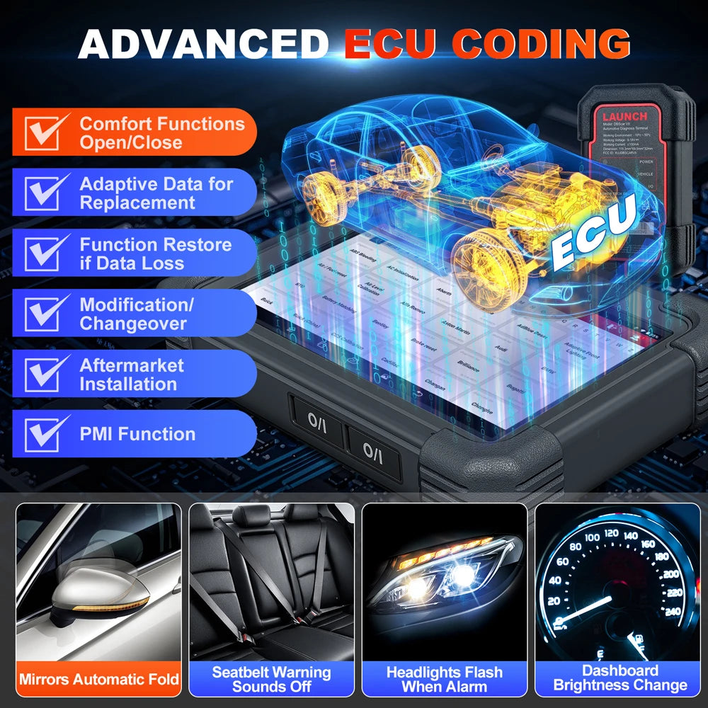 LAUNCH X431 PRO V5.0 Car Diagnostic Tools DBScar VII VCI CAN FD DOIP Auto OBD OBD2 Scanner 38+ Reset ECU Coding Bidirectional