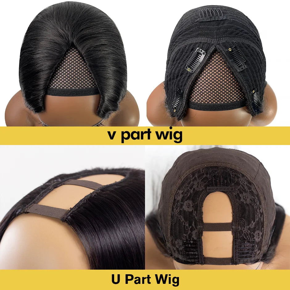 Body Wave V Part Wig 100% Human Hair For Women 250 Density 30Inch No Leave Out Glueless U Part Water Wave Brazilian Wigs On Sale
