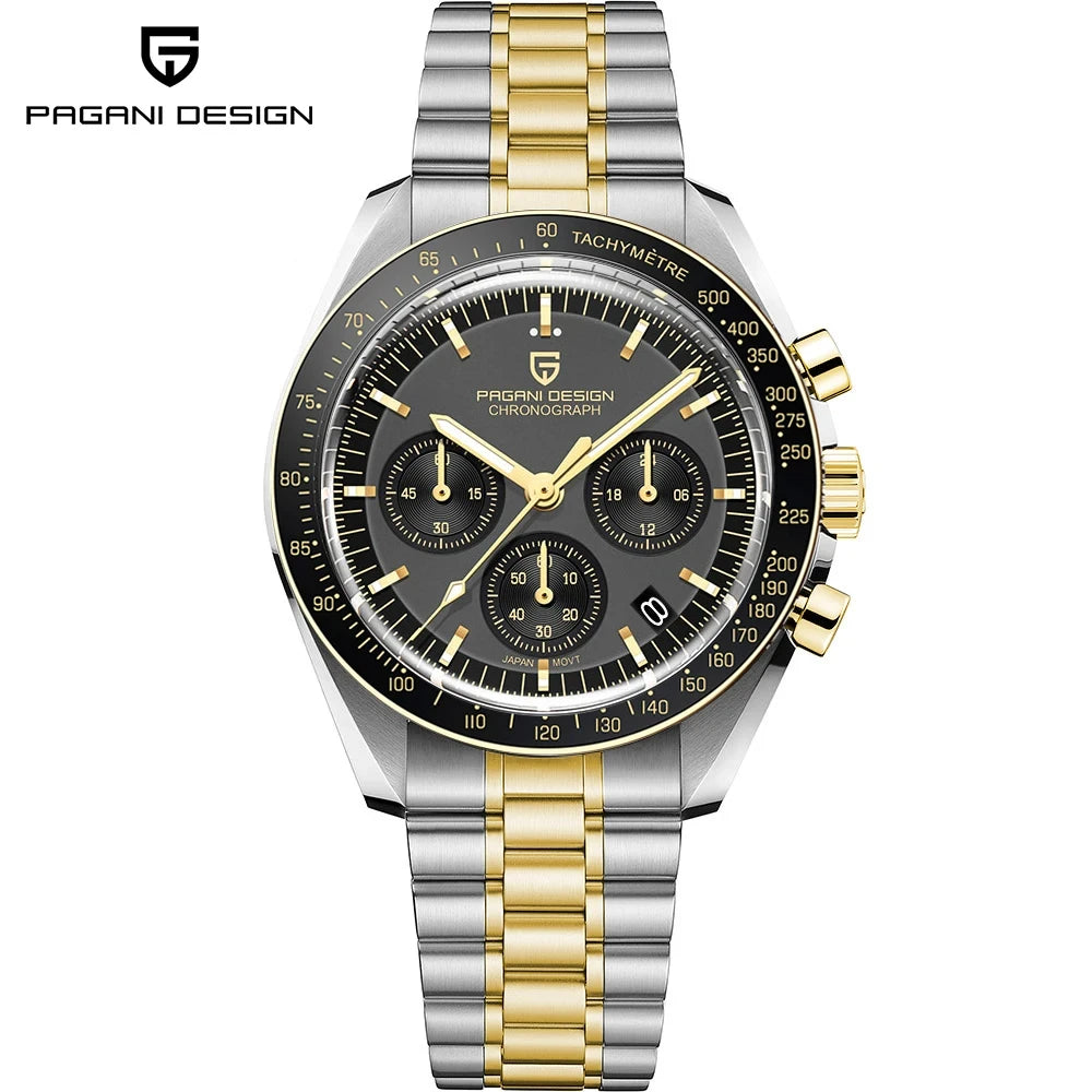 PAGANI DESIGN 2026 New Saturn Watch Luxury Quartz Watches For Men Stainless steel Luminous AR Sapphire crystal Chronograph Man