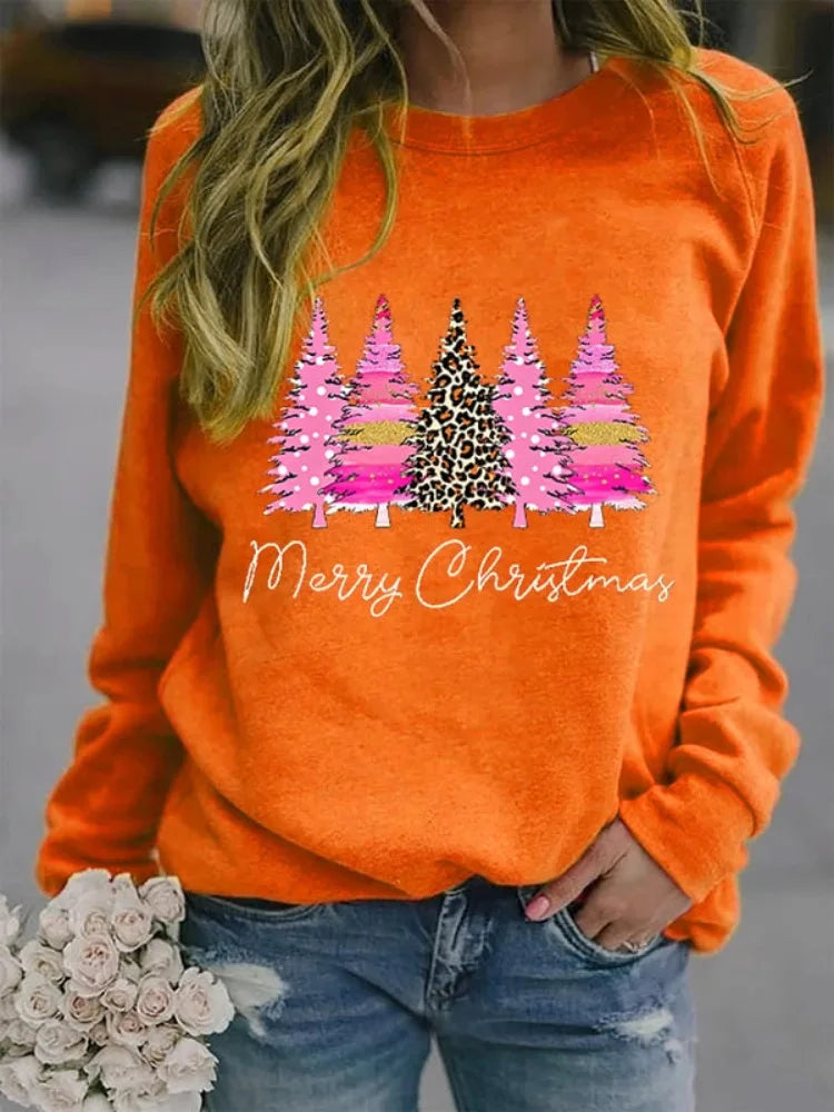 Horse Christmas Tree 3D Print Raglan Sleeve Sweatshirts Women's Oversized Pullovers Hoodies Female Streetwear Woman Clothing