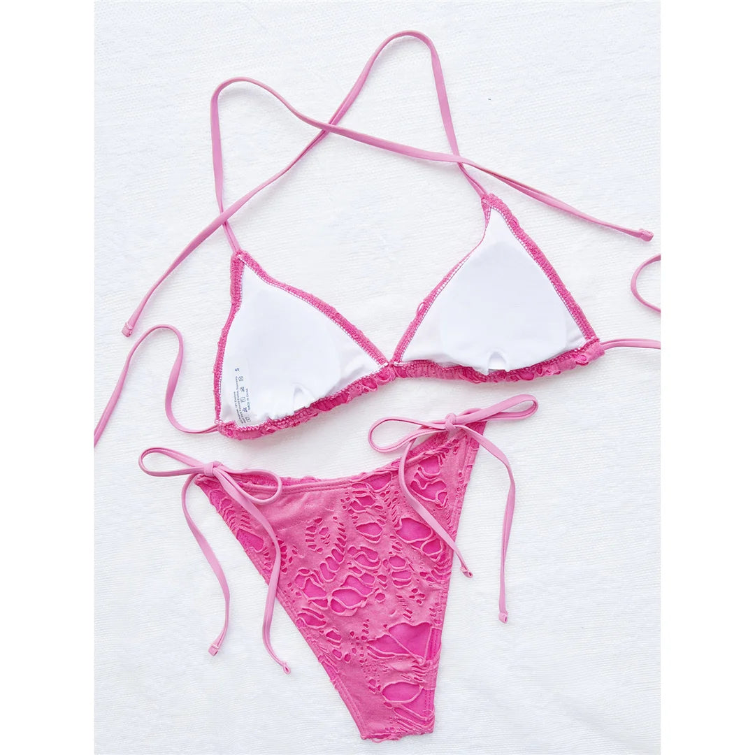 2026 Sexy Halter High Leg Cut Strappy Bikini Female Swimsuit Women Swimwear Two-pieces Bikini set Bather Bathing Suit Swim V4501