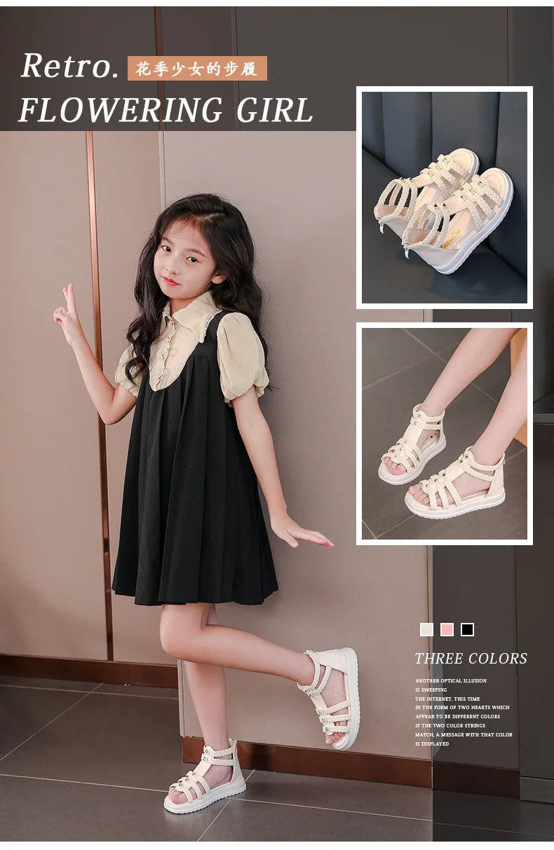 Summer Girls Sandals 2026 New Design Girls Soft Soled Lightweight Shoe Fashionable Girl Anti Slip Versatile Casual Summer Sandal