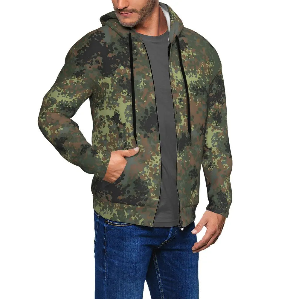 Splintertarn German WW2 Camouflage Army Military Camo  Zipper Hoodies Pullover Autumn Winter Sweatshirt Long Sleeve Tops