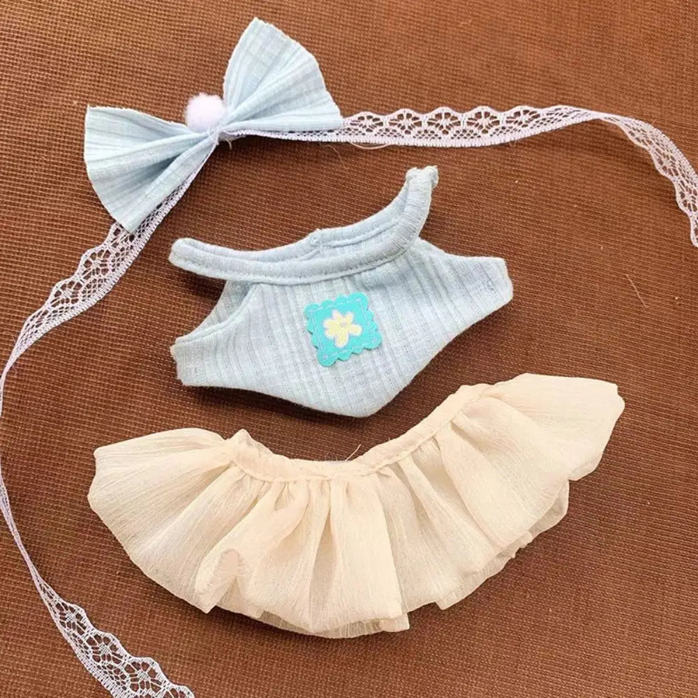 Head Cover 20cm Cotton Doll Dress Shoulder Strap Skirt Hoodies Cotton Doll Clothes DIY Dress Up Sweet Plush Toy Clothes