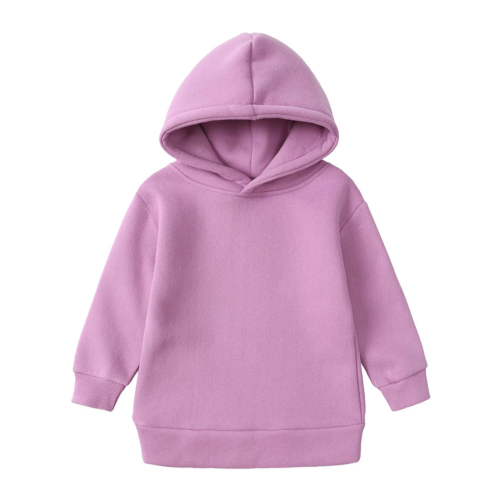 Children Fleece Winter Outfit Toddler Cotton Solid Hoodies Pullover Sweatshirt Pants Tracksuit Set Kids Boy Girl Warm Sweatsuits