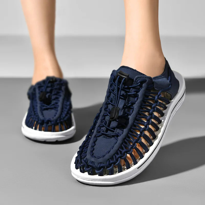 Summer Men Sandals Fashion Handmade Weaving Design Beach Sandals Breathable Casual Flat Sandals Outdoor Couples Sandals Size