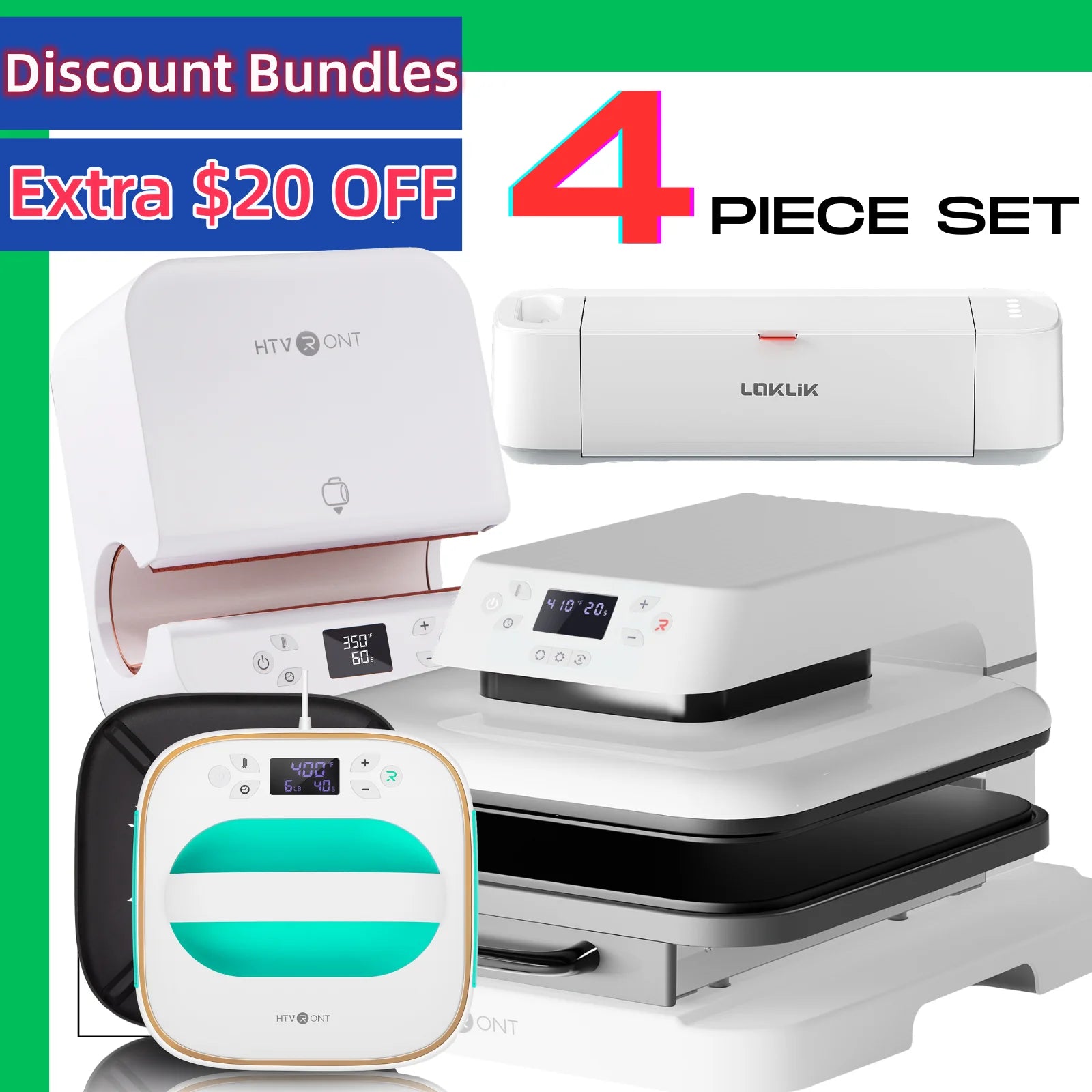 HTVRONT Automatic Heat Pres Machine+ Mug Tumbler Heat Press+ Square Heat Press+ Vinyl Cutter Machine for DIY Cups T-shirt +Gifts