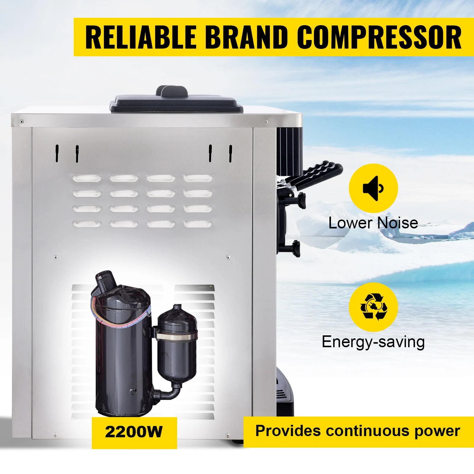 SIHAO Commercial Soft Ice Cream Machine 18-28L/H - Tri-Color Desktop Freezer for Sorbet, Gelato & Fast Food Stores