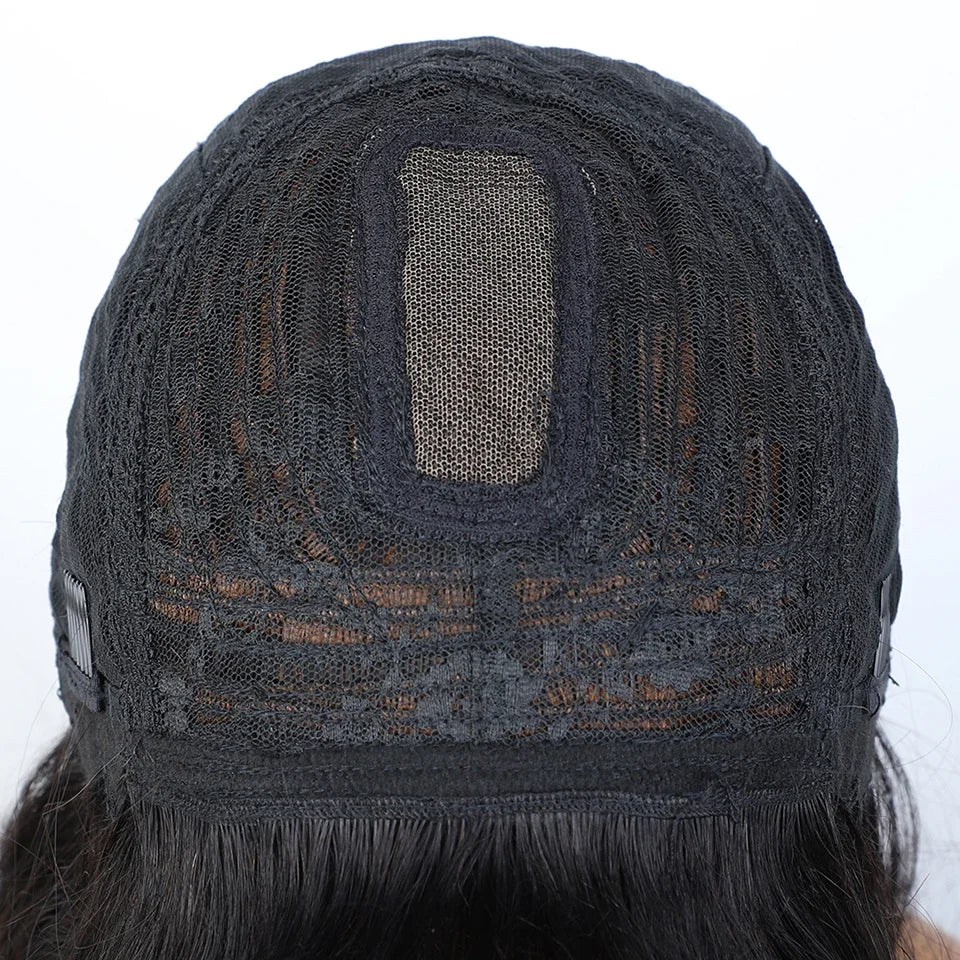 Straight Hair Short Bob Lace Wigs 100% Human Hair Wigs With Bangs #4/27 Natural Brown Middle Part Bob Lace Wigs Realistic Scalp