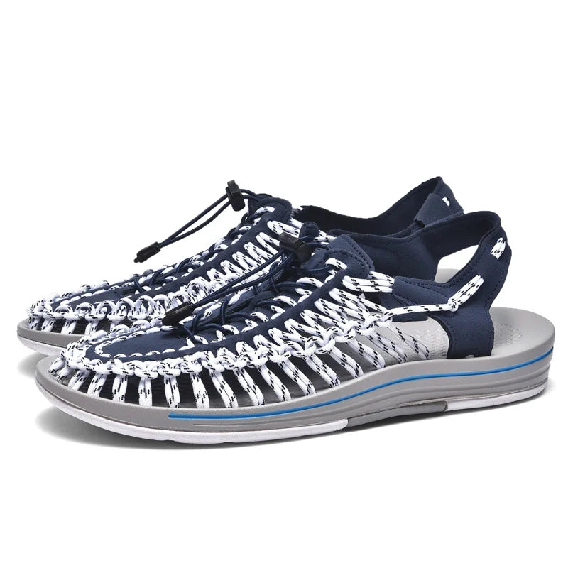 Summer Men Sandals Fashion Handmade Weaving Design Beach Sandals Breathable Casual Flat Sandals Outdoor Couples Sandals Size