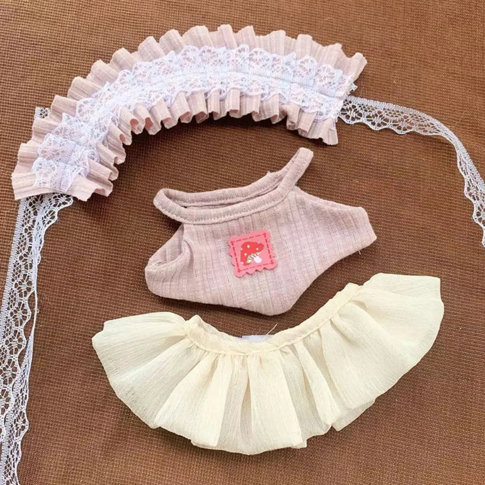 Head Cover 20cm Cotton Doll Dress Shoulder Strap Skirt Hoodies Cotton Doll Clothes DIY Dress Up Sweet Plush Toy Clothes