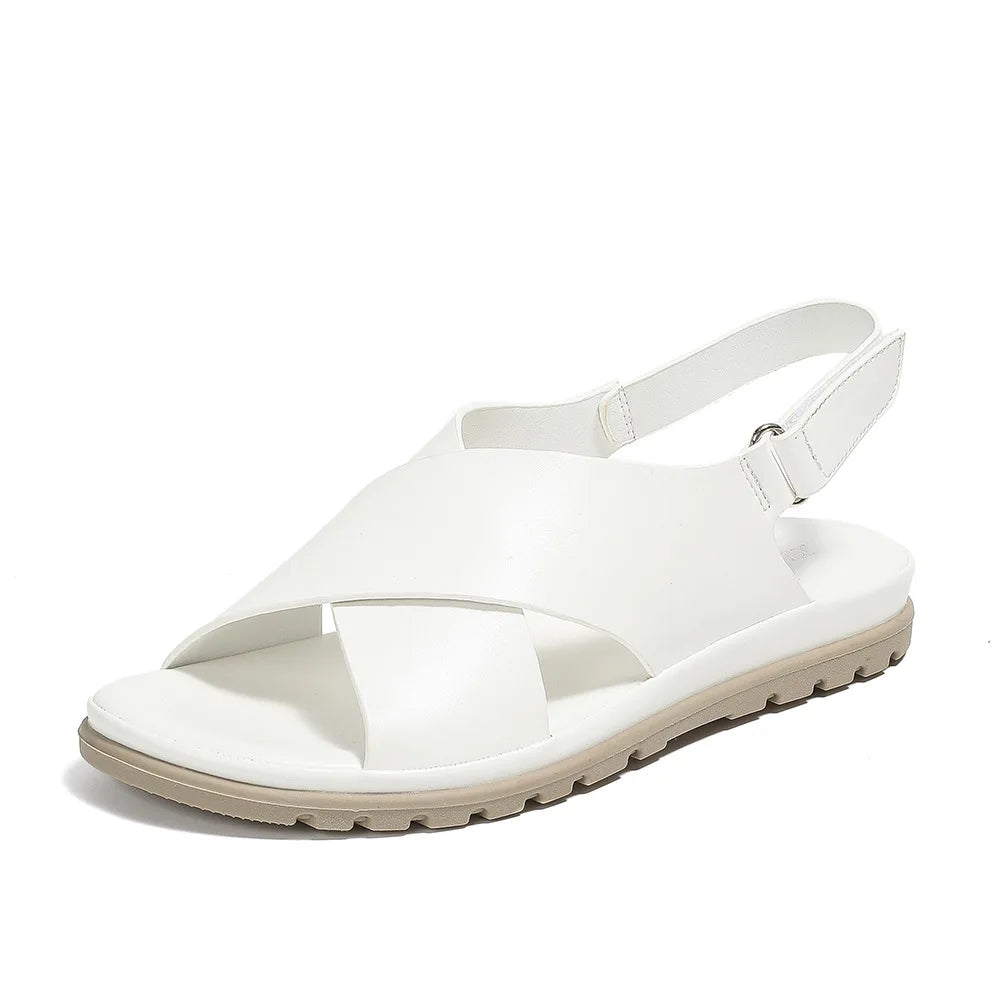 Summer Designer Simple Elegant Women's Sandals Flat Heel Soft Bottom Cross Soft Surface Anti slip Lightweight Casual big size