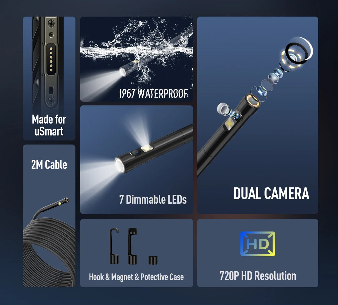 Ulefone Waterproof Endoscope, 3 in 1, for ARMOR 9, ARMOR 9E, Power Armor 13, Power Armor 18T