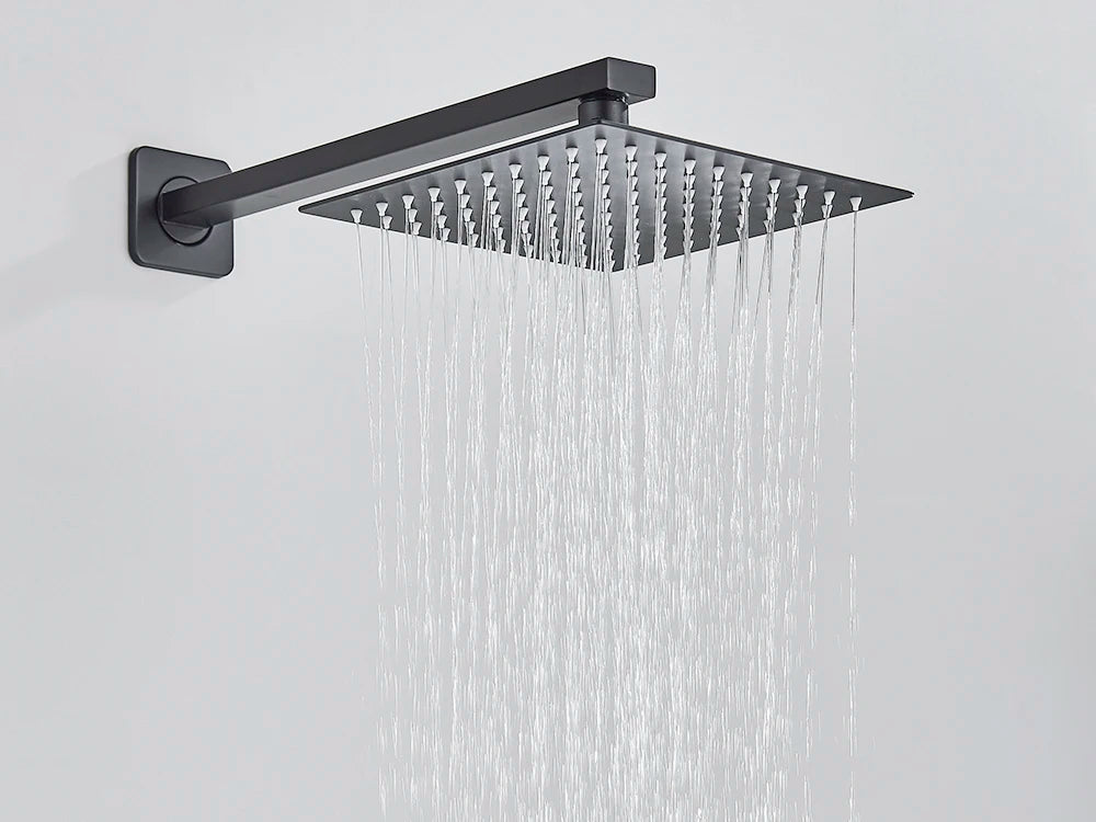 Stainless Steel Black Shower Head 8/10/12 Inch Chrome Rainfall Bath Head Wall Mounted Bathroom Accessories