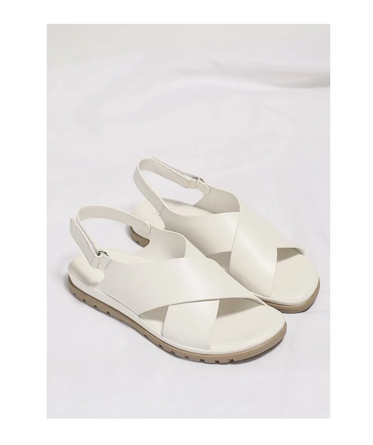 Summer Designer Simple Elegant Women's Sandals Flat Heel Soft Bottom Cross Soft Surface Anti slip Lightweight Casual big size