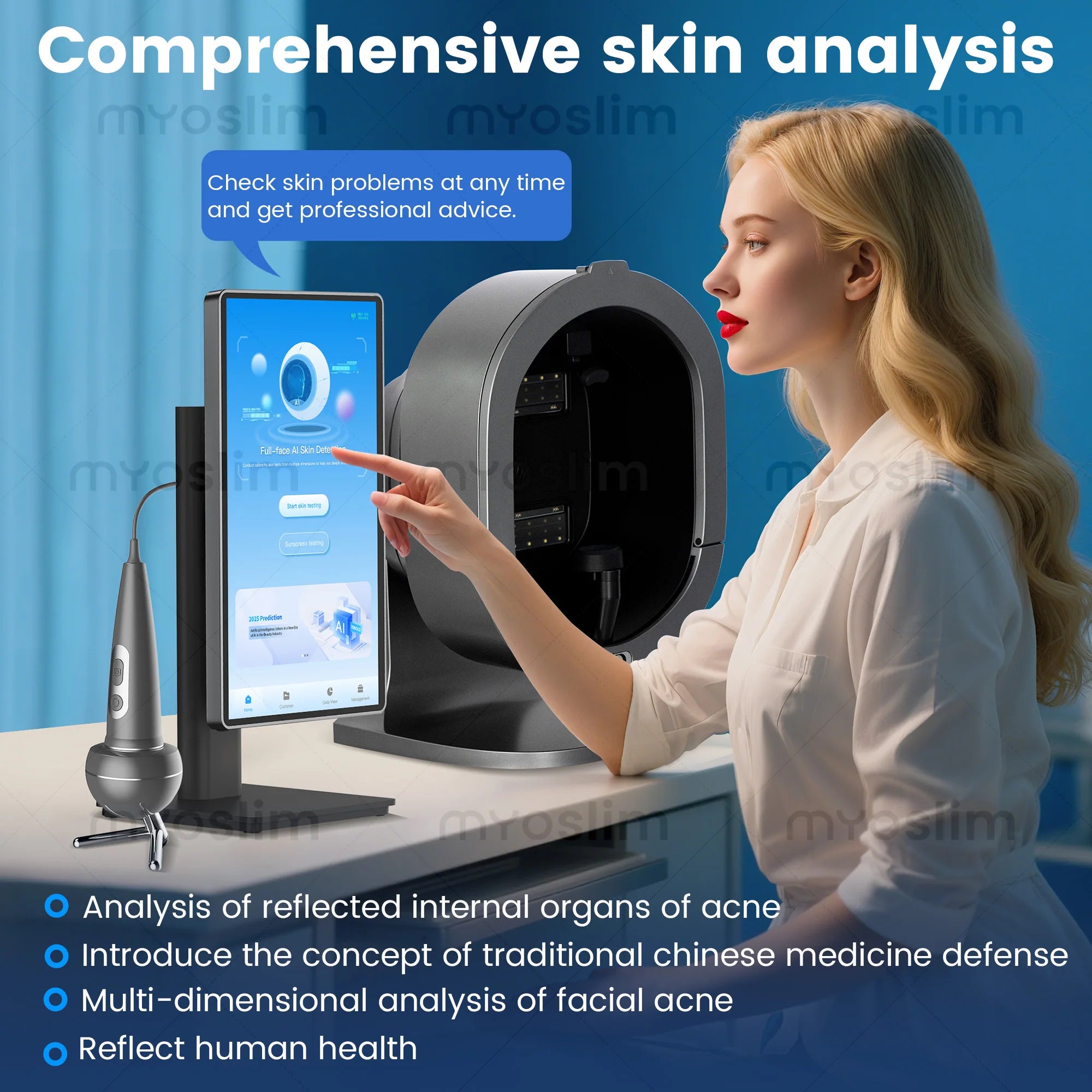 X5/X5 Pro AI Skin Image Analya Intelligence Deep Facial Skin Analysis Detector Follicle Testing Skin Analysis Magnifier