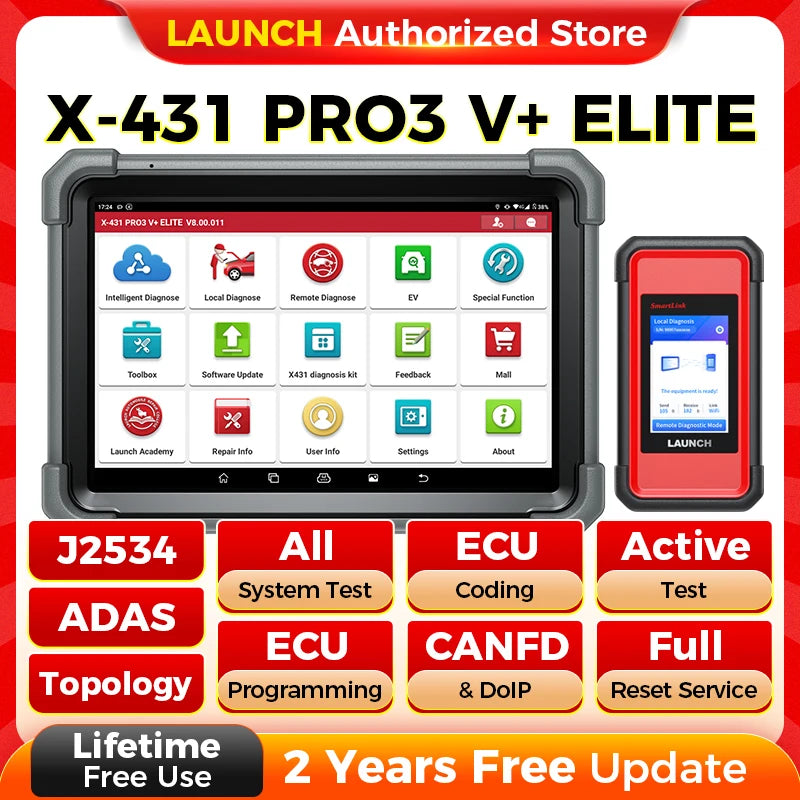LAUNCH X-431 PRO3V+ELITE Professional Car Diagnostic Tool Automotive Scanner Auto Scan Tools SmartLink C Free Shipping New