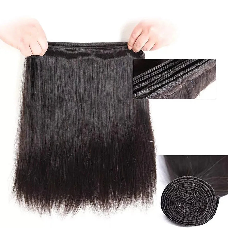 Bone Straight Human Hair Virgin Inch Extensions 3 4 Bundles Natural Black Brazilian Weave Raw Deals Unprocessed Crochet Tissage
