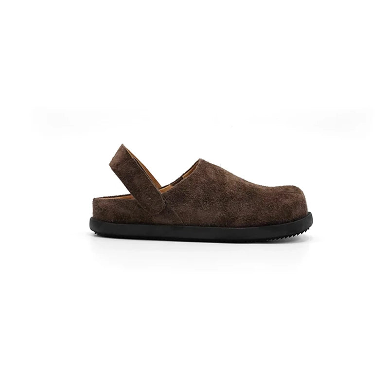 Summer New Sandals for Men Breathable Cow suede Birken Velcro Maillard Slippers Trendy Brown Sandals Comfortable to Wear