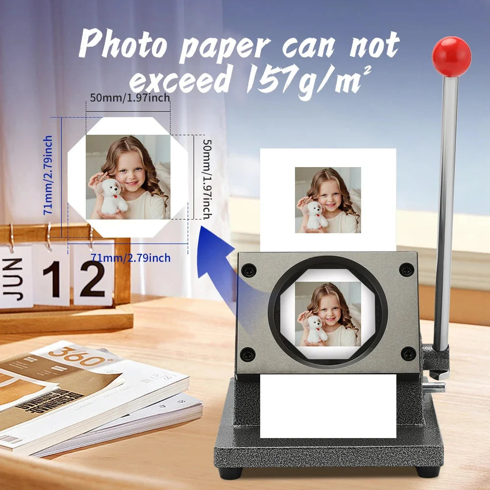 50×50mm Square Refrigerator Magnet Press Machine Fridge Sticker Making Machine With A Paper Cutter And 100Pcs Blank Consumables