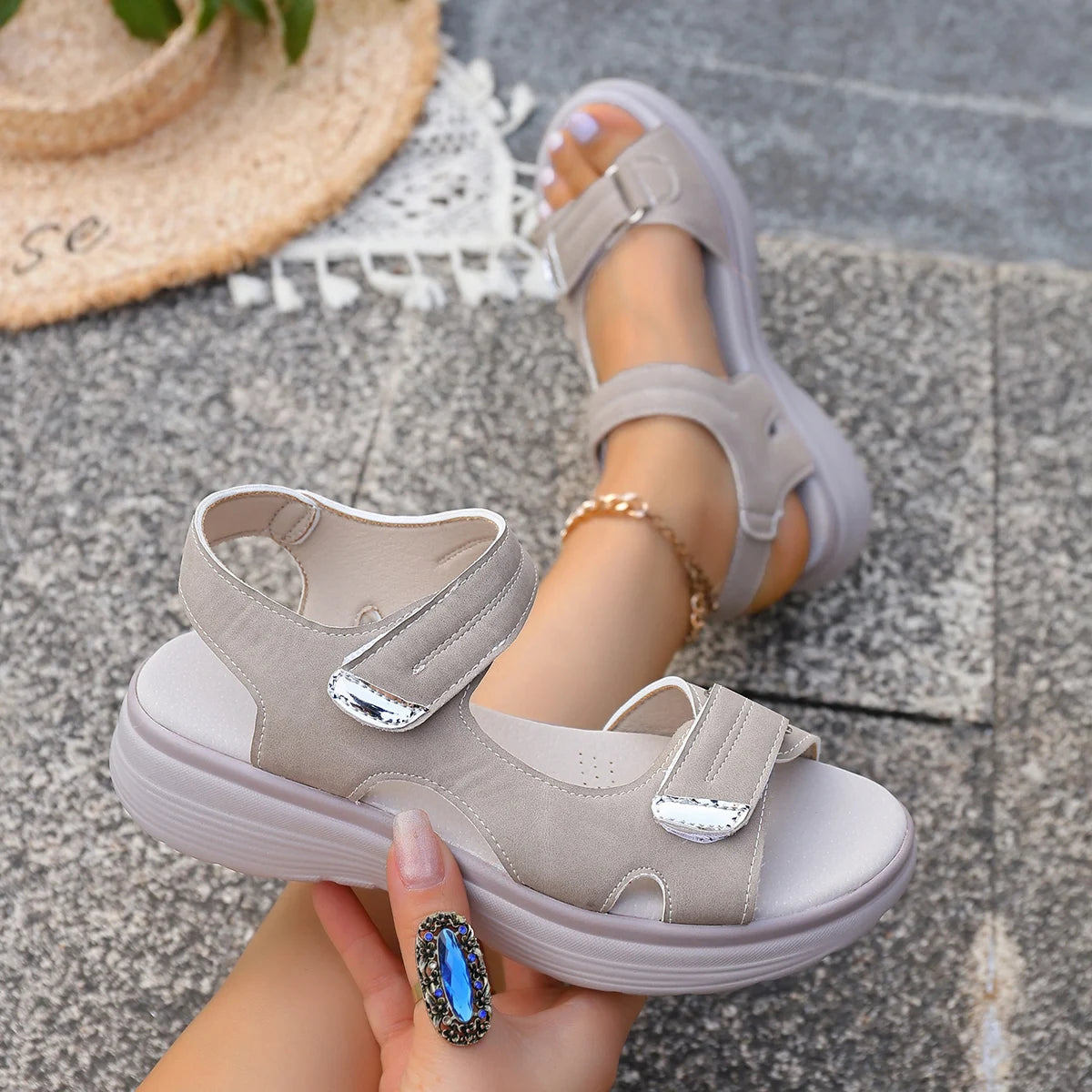 Summer Wedge Sandals for Women 2026 New Fashion Non Slip Beach Shoes Woman Lightweight Casual Platform Plus Size Sandals Women