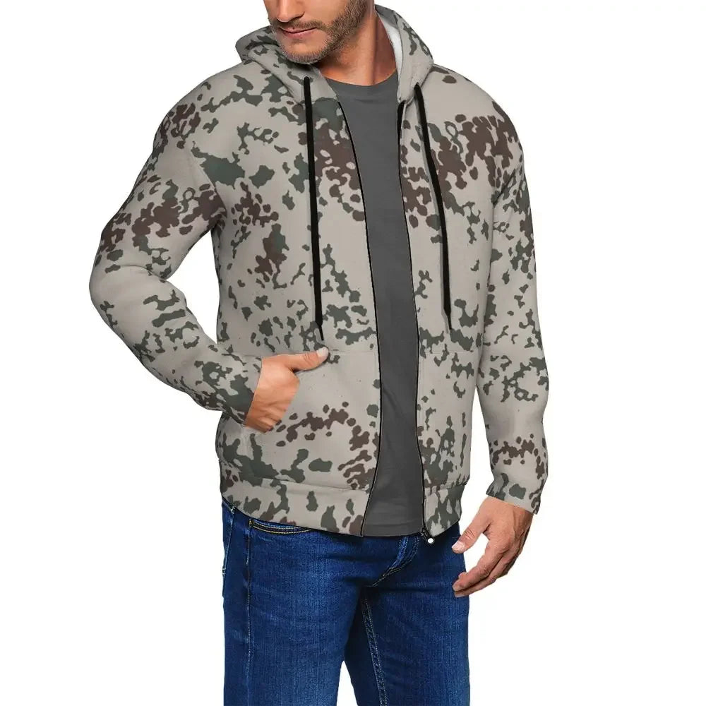 Splintertarn German WW2 Camouflage Army Military Camo  Zipper Hoodies Pullover Autumn Winter Sweatshirt Long Sleeve Tops