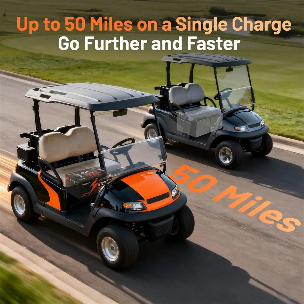 HumsiENK LiFePO4 Battery 48V 100Ah Designed For Golf Cart 200A BMS 5120Wh Smart Bluetooth Monitor With 2-Year Warranty/ UL 1973