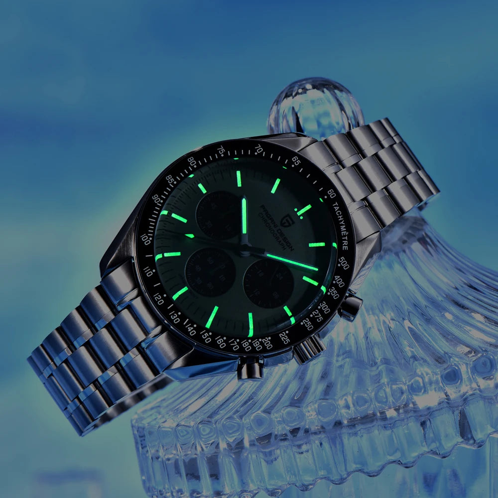 PAGANI DESIGN 2026 New Saturn Watch Luxury Quartz Watches For Men Stainless steel Luminous AR Sapphire crystal Chronograph Man