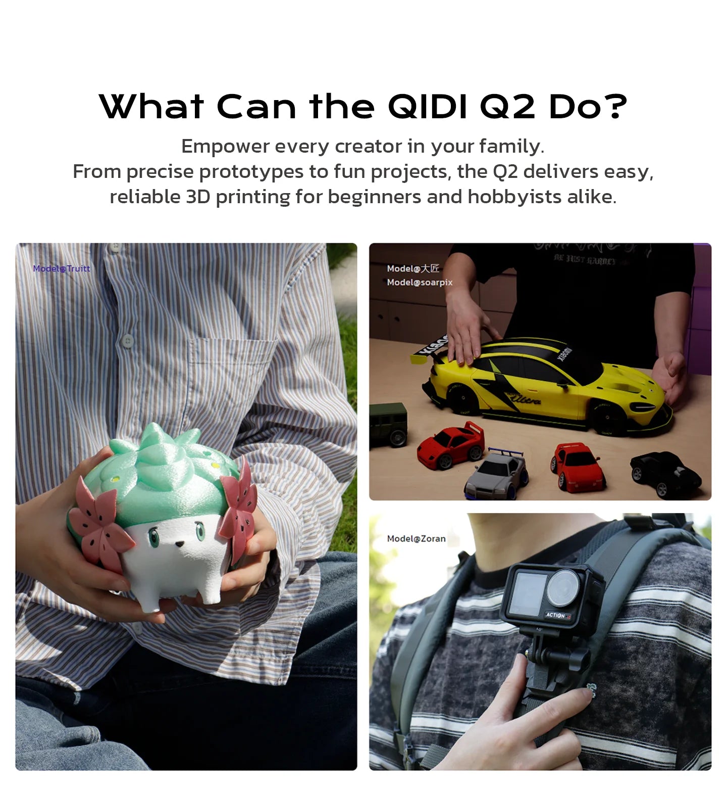 QIDI Q2 Multi-Color Printing 3D Printer Fast Speed Printing 600mm/s Industrial WIFI High Precision Print