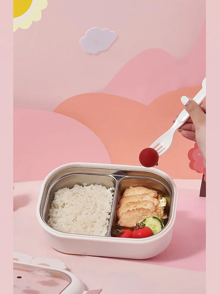 Stainless Steel Lunch Box Rabbit Design Divides Large Capacity Portable Sealed Bento Box Children Student Cute Birthday Gifts