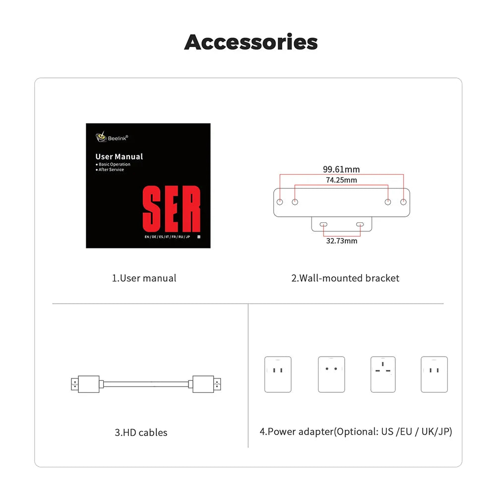 Beelink SER5 Max Mini PC AMD Ryzen7 6800U 7735HS DDR5 24GB SSD 500GB 1TB SER5 R5 5500U DDR4 16GB Support WiFi6 2.5G LAN Desktop