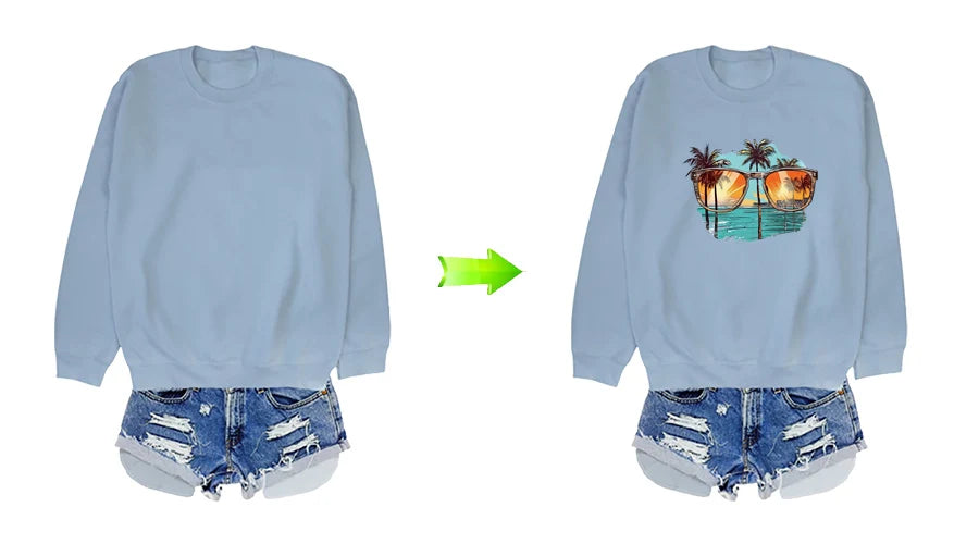 Summer Palm Tree Iron-On Transfers For Clothing Heat Transfer Diy Hoodies Clothes Stickers Stickers On The Fabric Man Woman