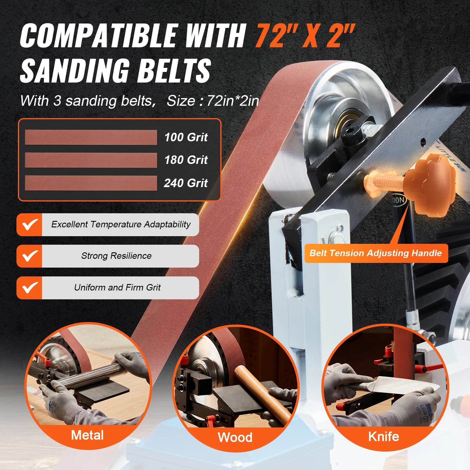 SucceBuy Belt Grinder Sander 72 x 2-Inch Variable Speed Polisher 1500W Polishing Grinding Machine for Metalworking Knife Making