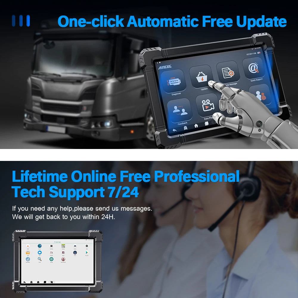 ANCEL X7HD Heavy Duty Truck Scanner  Full System Diagnostic Tool Bidirectional Diesel Scan Tool with 40+ Reset & DPF ECU Coding