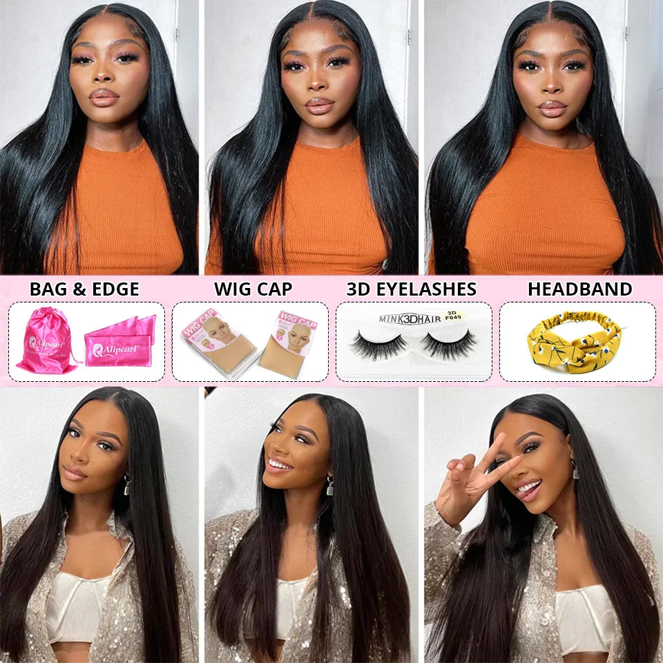 AliPearl Hair Real HD 5x5 Lace Closure Wig Human Hair Wigs Brazilian Straight Human Hair Wig Pre-Plucked For Women