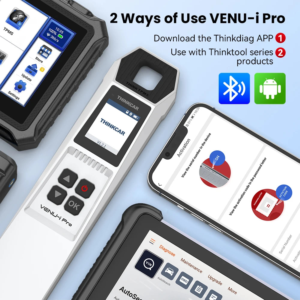 THINKCAR VENU iPro TPMS 315MHz 433MHz Car Tire Pressure Diagnosis Tool Universal Sensor Activation Programming Learning