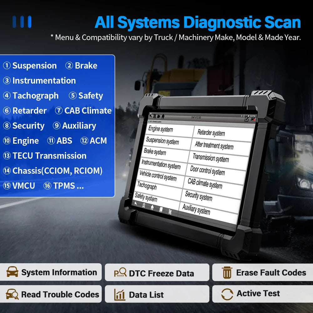 ANCEL X7HD Heavy Duty Truck Scanner  Full System Diagnostic Tool Bidirectional Diesel Scan Tool with 40+ Reset & DPF ECU Coding