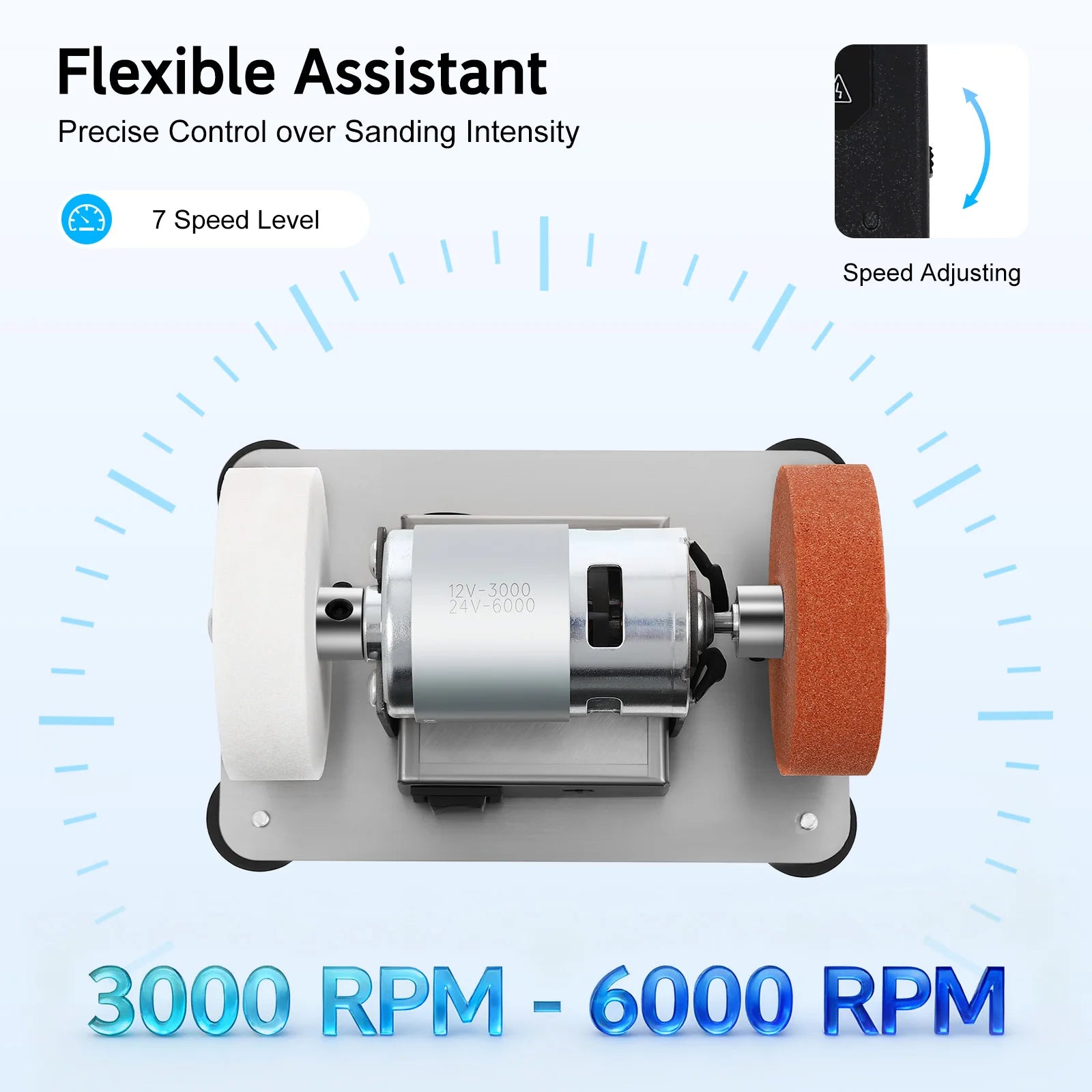 96W Benchtop Sander, Small Grinder Adjustable Variable Speed Table Grinder 6000 RPM for Metal Grinding Polishing DIY