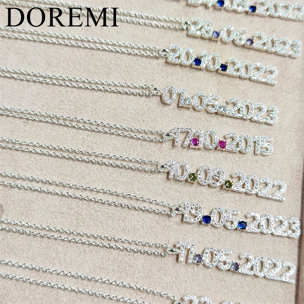 DOREMI Custom Name Date Bracelet Crystal Birthstone 6MM Number Kids Jewelry Engagement Bracelet for Jewelry Gift