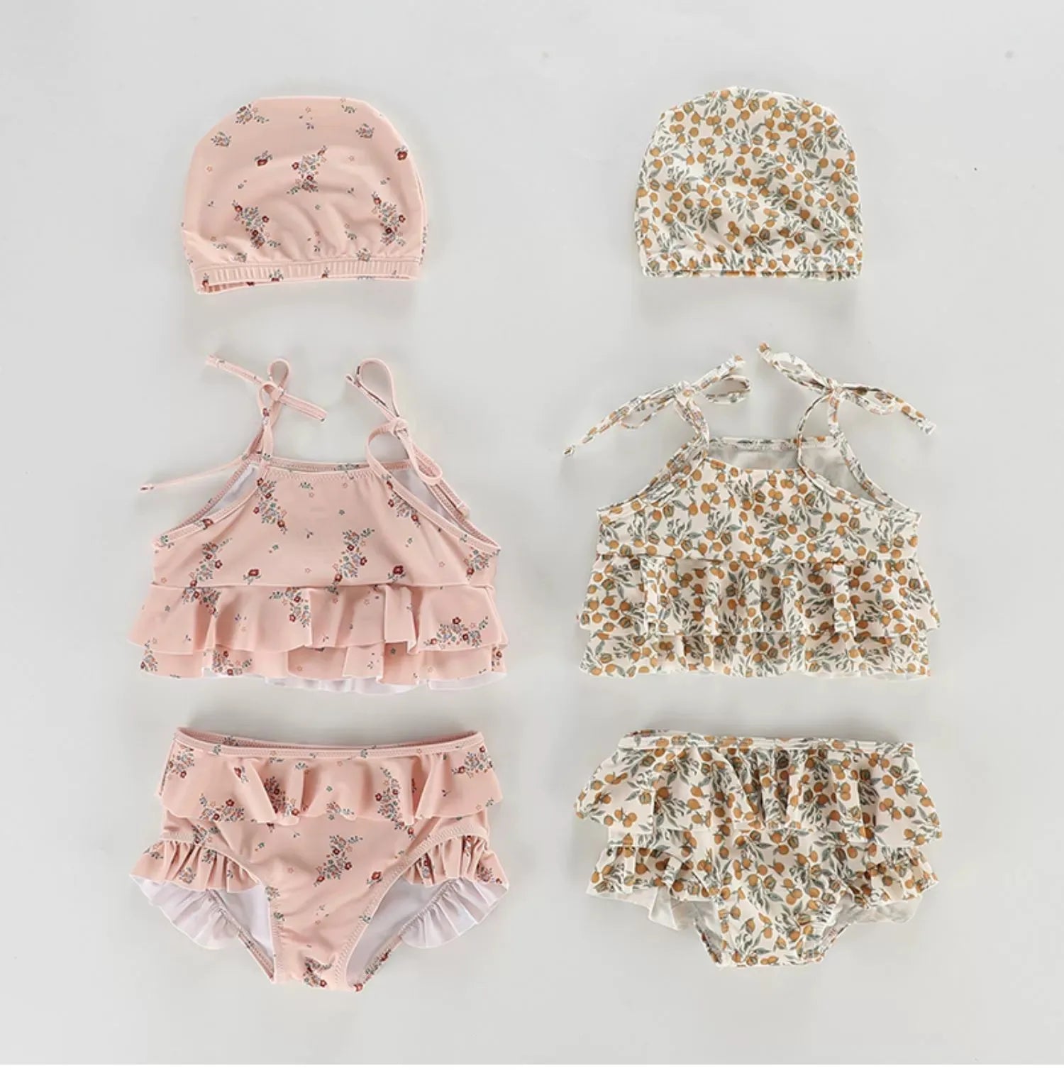 deer jonmi 2026 New Summer Baby Girls Floral Printed Swimwear Shoulder Off Kids Jumpsuits Vacation Clothes Beach Bikini Swimsuit