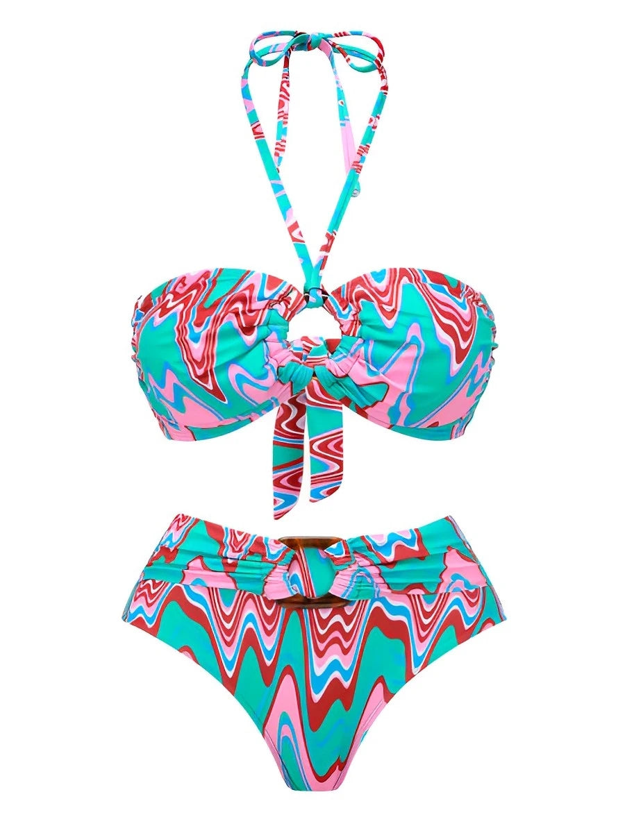 2026 Halter Bandeau Bikini Women High Waist Swimsuit Female Padded Swimwear Bathers Bathing Swimming Swim Suit Summer Beachwear
