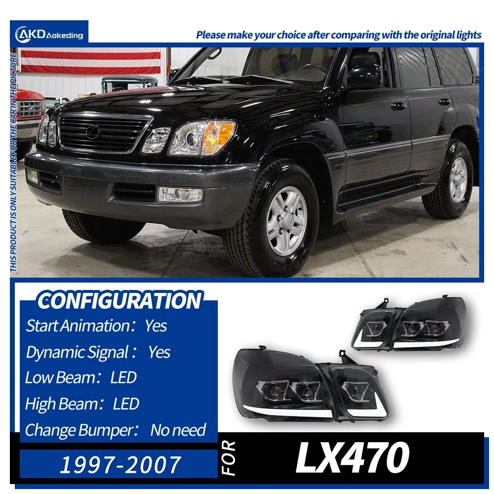 Headlight For Lexus LX LX470 1997-2007 Car Автомобильные Товары 12V Led DRL Hella Xenon Lens Hella LX570 Hid H7 Car Accessories
