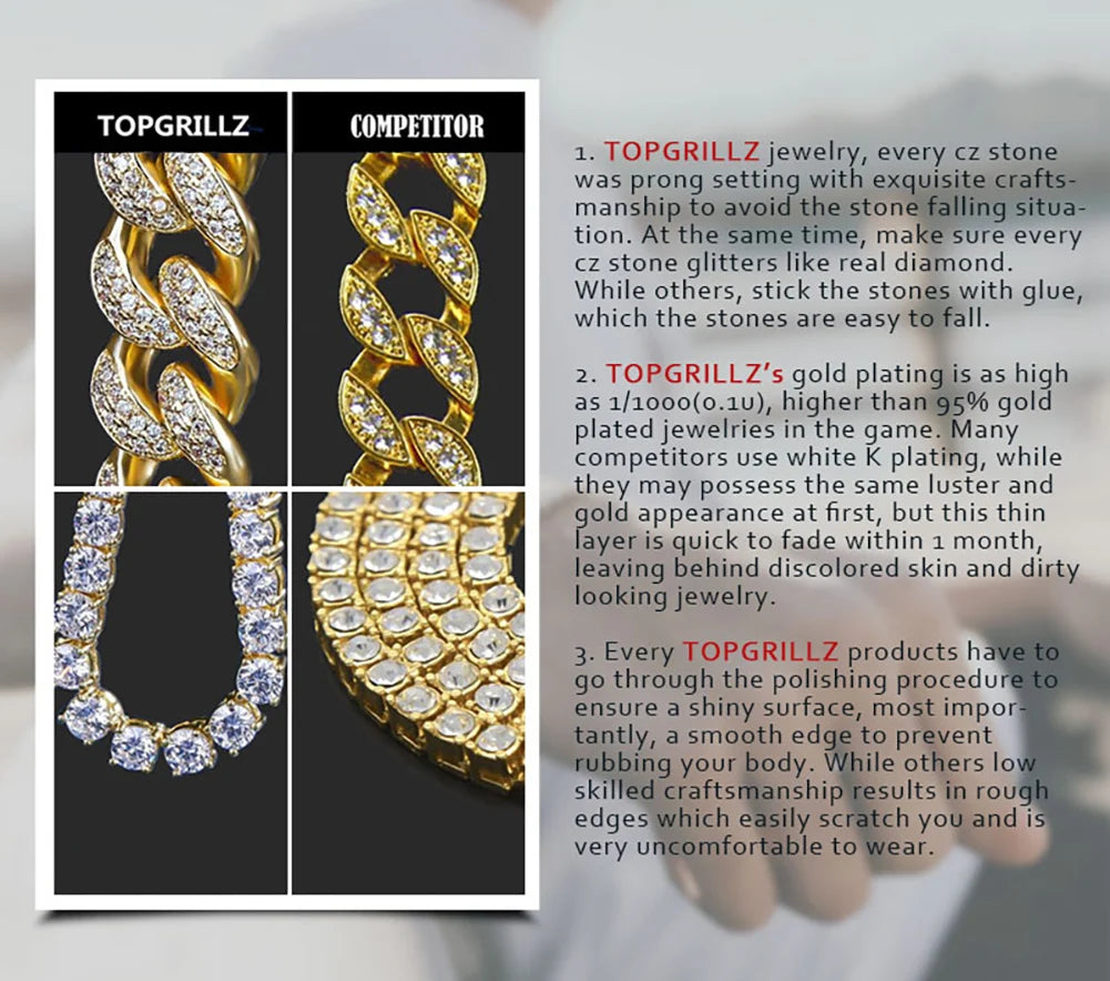 TOPGRILLZ 3MM Stainless Steel Cuban Chain With Cubic Zirconia Hip Hop Silver Gold Color Necklace Jewelry For Women