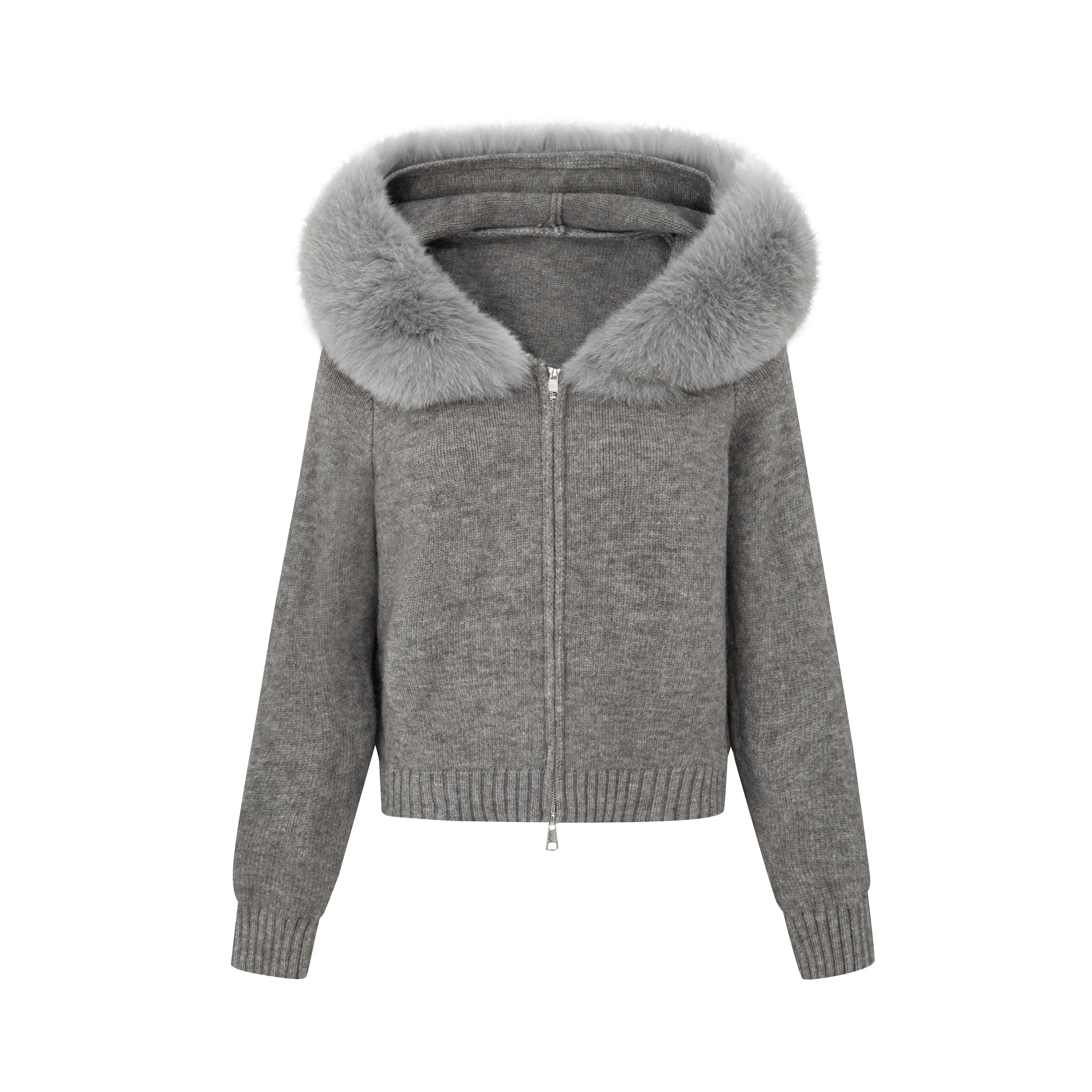Winter Women Old Money Girl Long Sleeve Full Zip Cardigan Sweater Cuddly Hoodies Knitwear 2000s Aesthetic Korean Fashion Sweater