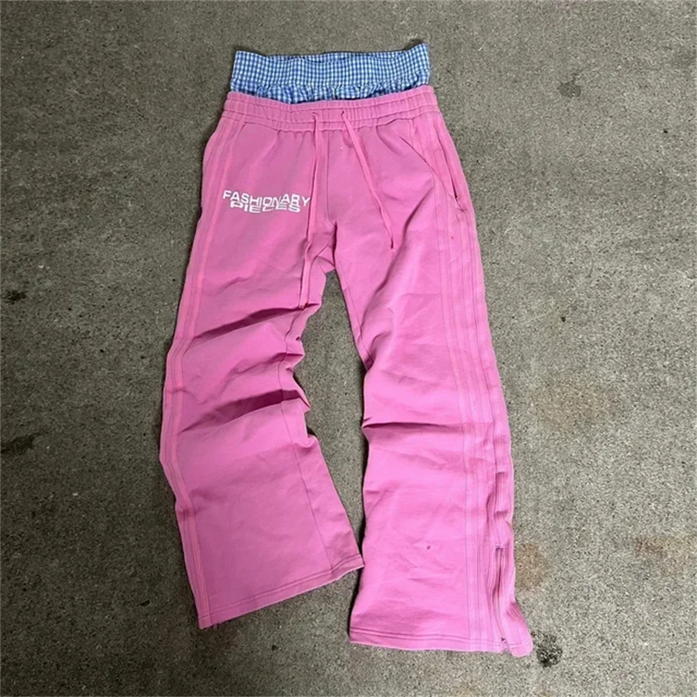 2025 Men's Retro Harajuku Hip Hop Sweatpants Loose Straight Pants High Waisted Loose Men's Pants Y2K Simple Striped Casual Pants