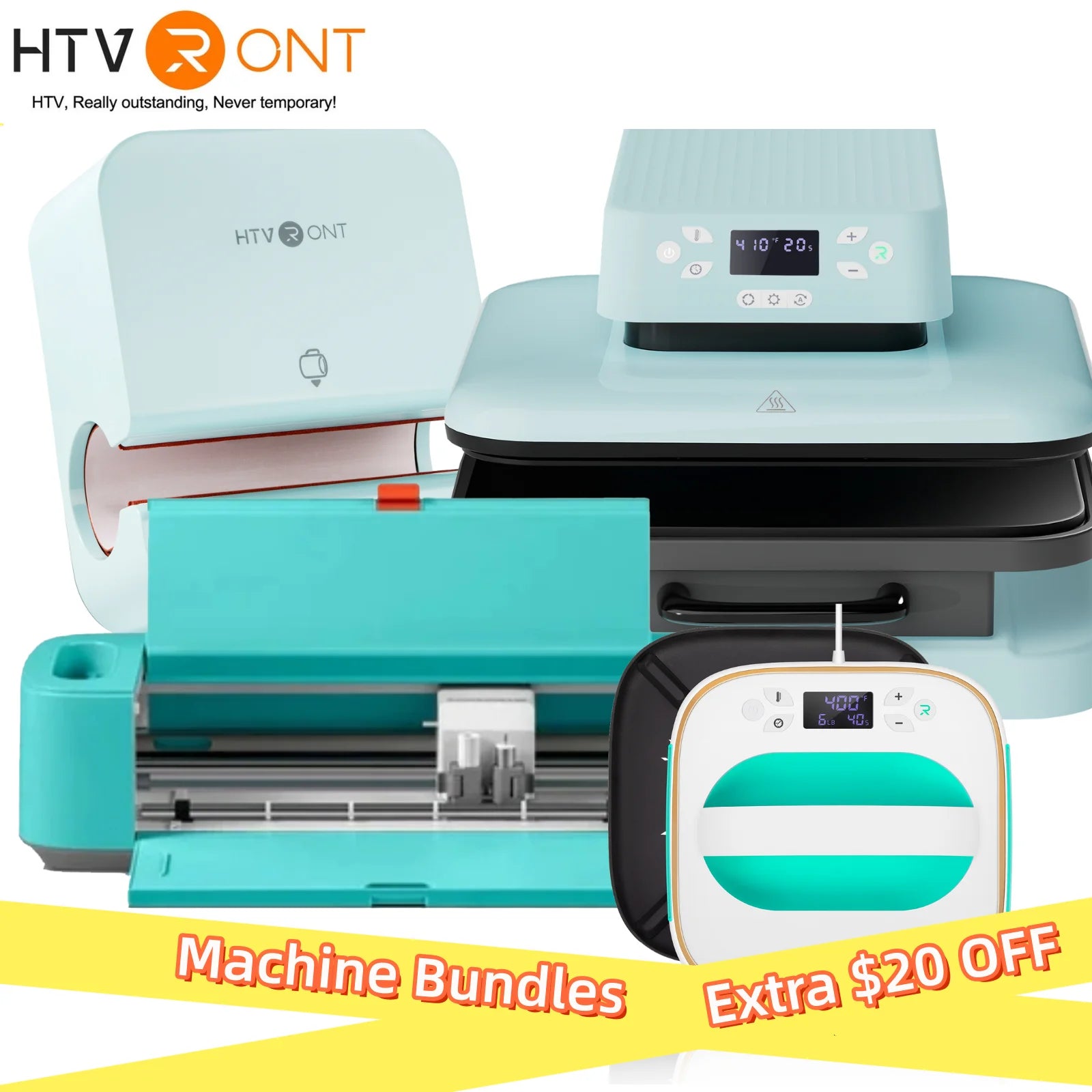 HTVRONT Automatic Heat Pres Machine+ Mug Tumbler Heat Press+ Square Heat Press+ Vinyl Cutter Machine for DIY Cups T-shirt +Gifts